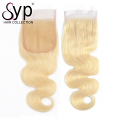 613 Platinum Blonde Lace Closure 4x4 Baby Hair Brazilian Body Wave