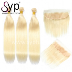 613 Platinum Blonde Virgin Hair Bundles With Frontal 13x4 Pre Plucked Hairline