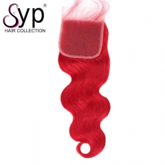 Cheap Red Lace Closure Piece Brazilian Hair Body Wave For Summer