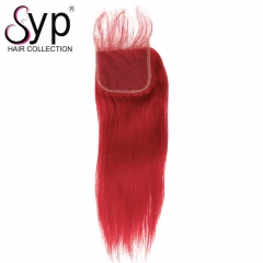 Red Straight Lace Closure Coloring Virgin Hair For Black Woman