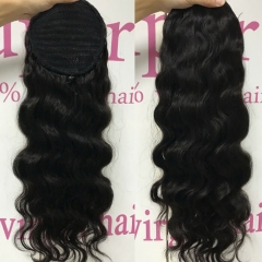 Wavy Drawstring Ponytail Hair Piece Brazilian Body Wave For Girls
