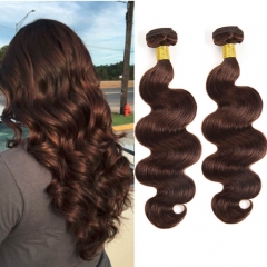 Color 4 Light Brown Human Hair Extensions Body Wave Wet And Wavy