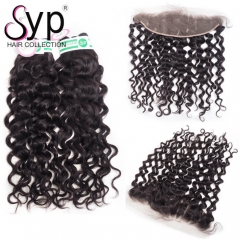Cheap Lace Frontal With Bundles Brazilian Italian Wave Curly Hair