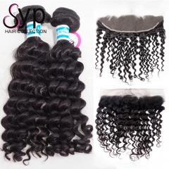 Wet And Wavy Deep Wave Hair With Frontal Malaysian Top Manufacturer