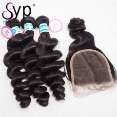 Malaysian Loose Wave Bundles With Closure One Donor Virgin Hair