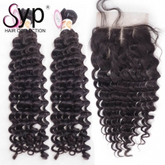 Burmese Wavy Curly Hair Weave With Closure Virgin Hair Products Inc