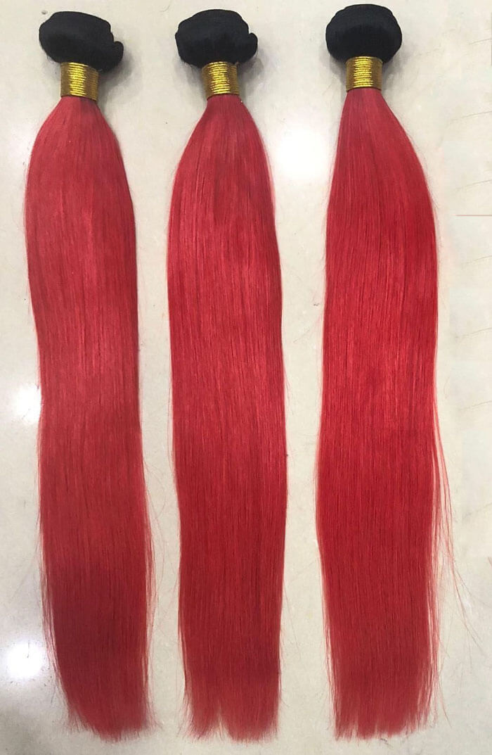 Red Ombre Hair Extensions Bright Red Hair With Black Roots
