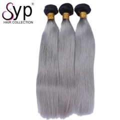 Silver Grey Hair With Dark Roots Grey Ombre Straight Hair Weave
