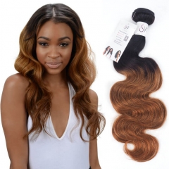 1B 30 Body Wave Black Roots Ombre Brown Wavy Human Hair Extensions
