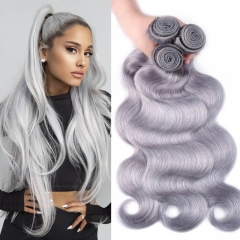 Light Grey Human Hair Weave Extensions Colored Brazilian Body Wave