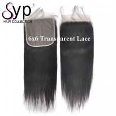 Cheap 6x6 Transparent Lace Closure Human Hair Straight For Wigs