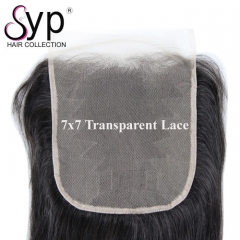 Ultra Thin Lace Closure Straight Hair 7x7 Transparent Pre Bleached